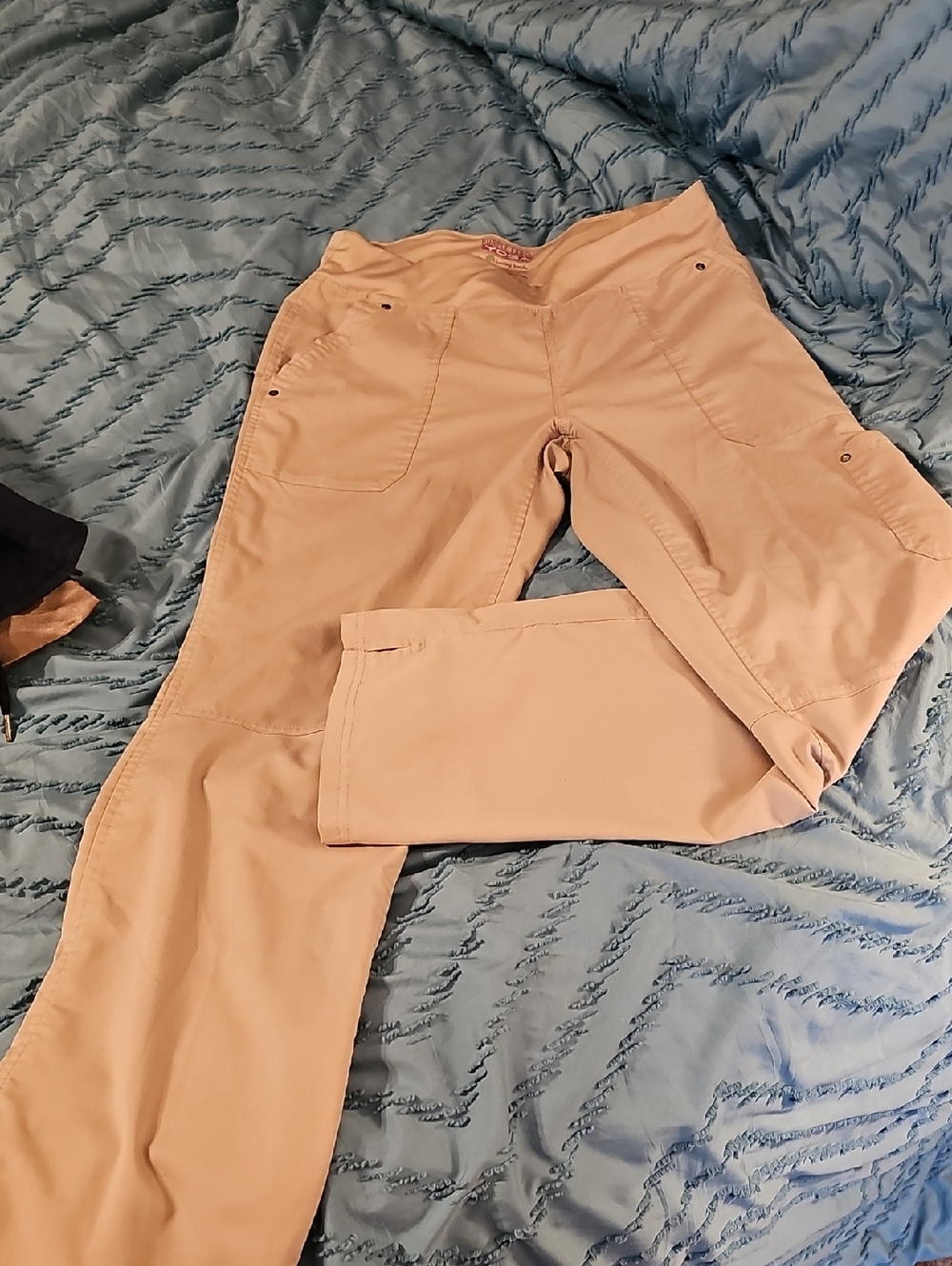 Beige Cargo Scrub Pants with Utility Pockets